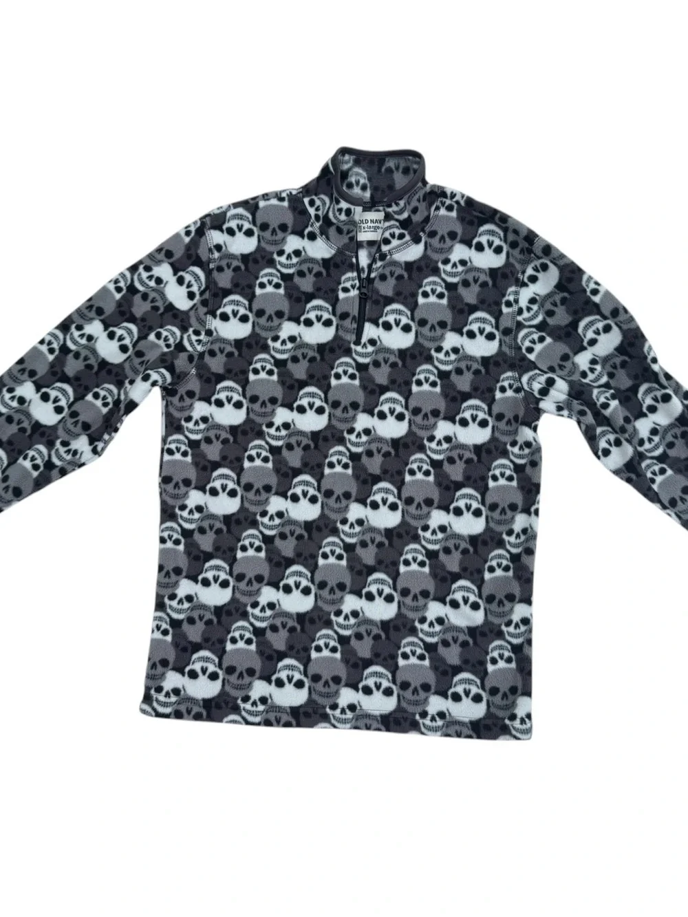 Old Navy Kids Skull-Print Fleece Pullover - Black & Gray tessellation scull
